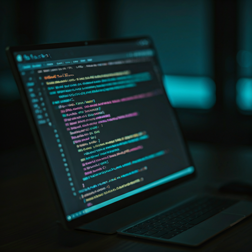 Editor de código com C# e React em tela escura, representando desenvolvimento de software sob medida.